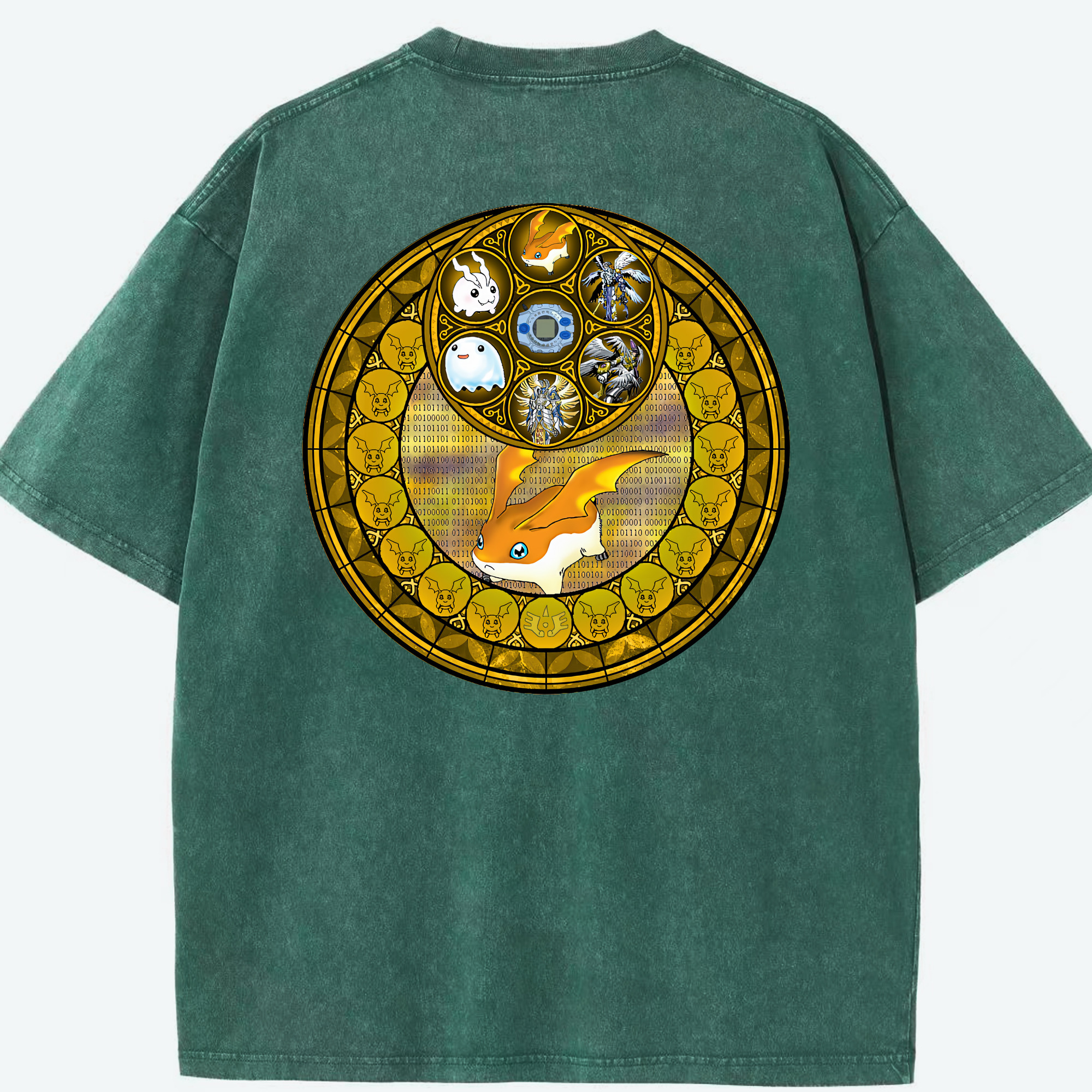 （画像用） Digimon デジタルモンスター/デジモン 綿100% ヴィンテージ風 半袖Tシャツ（背面プリント）
